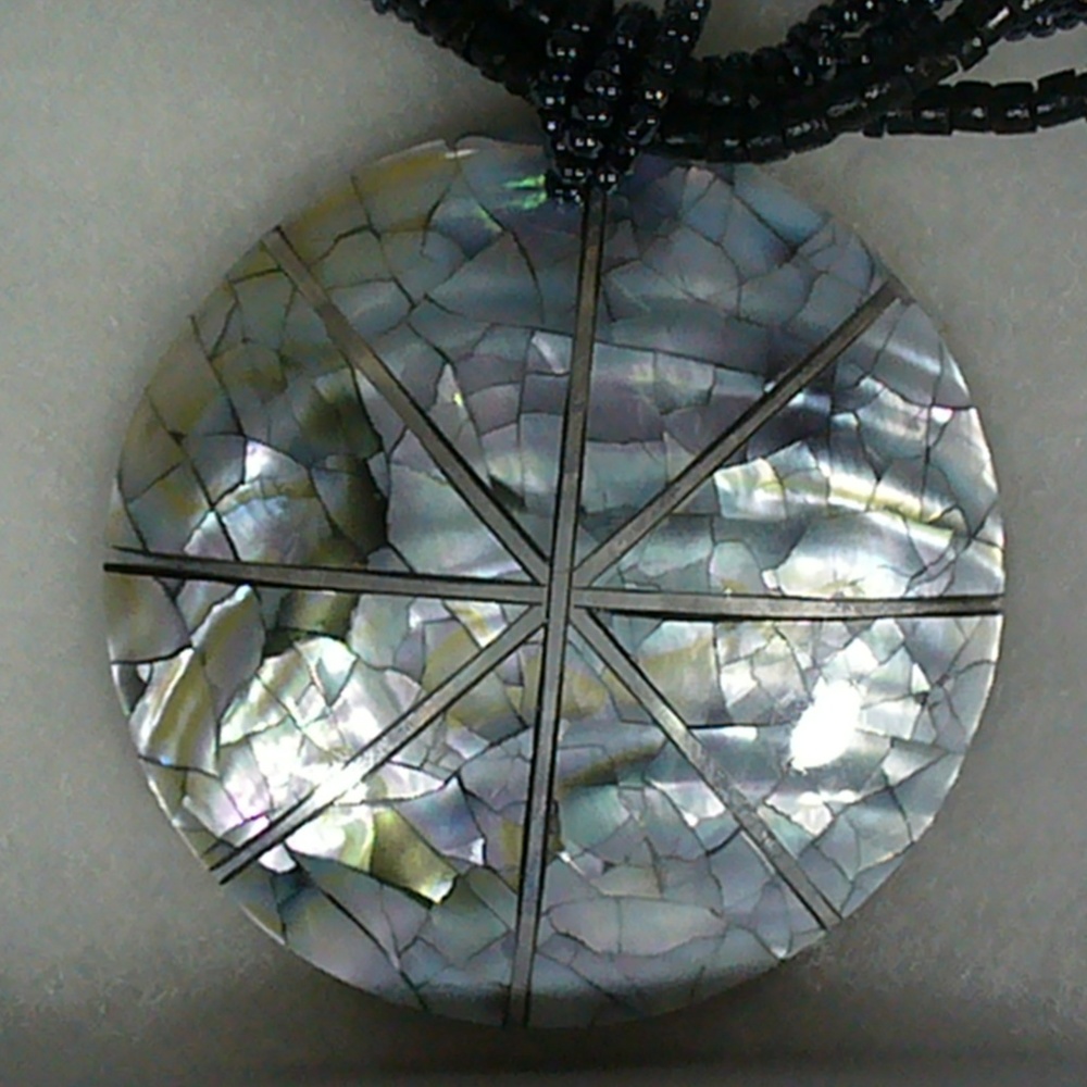 NEW  MOP Pearl Mosaic Necklace Set-Statement Piece